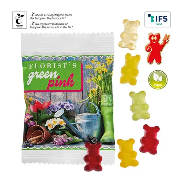 Vegán prémium gumicukor macik lebomló csomagolásba